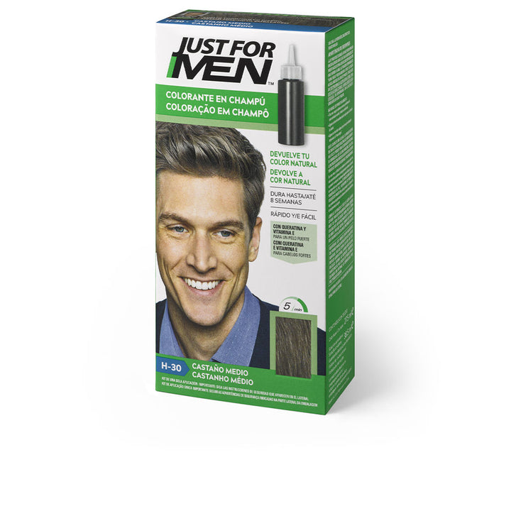 30 ml chestnut keratin colour shampoo tube for Man, five‑minute grey coverage