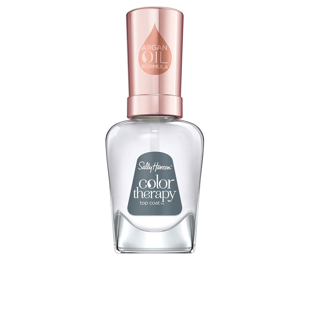Clear top coat bottle with glossy finish, 14.7 ml, argan oil formula, Unisex