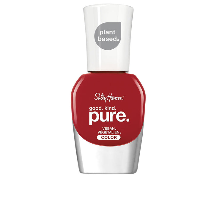 10 ml bottle of pomegranate-red vegan nail polish with recycled cap