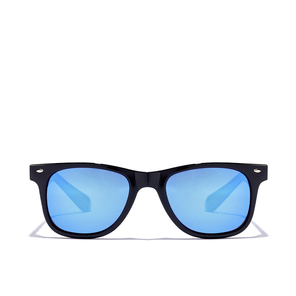 Matte frosted white square sunglasses with iridescent ruby polarised lenses, Unisex