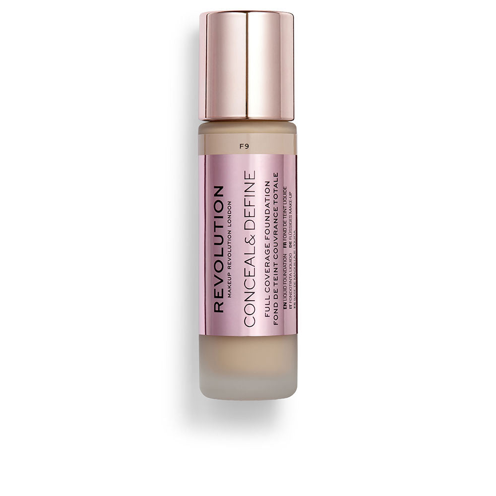 Glass bottle foundation in shade F9 with applicator, 23 ml, semi-matte finish