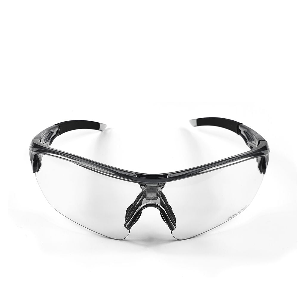 Grey-black TR90 sport sunglasses with five interchangeable lenses and hard case