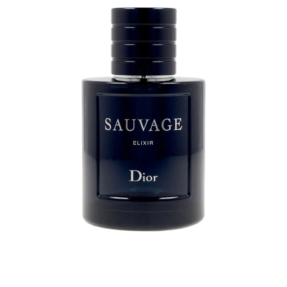 Deep blue small perfume bottle with silver details and black textured cap, 100 ml Elixir Parfum for Man