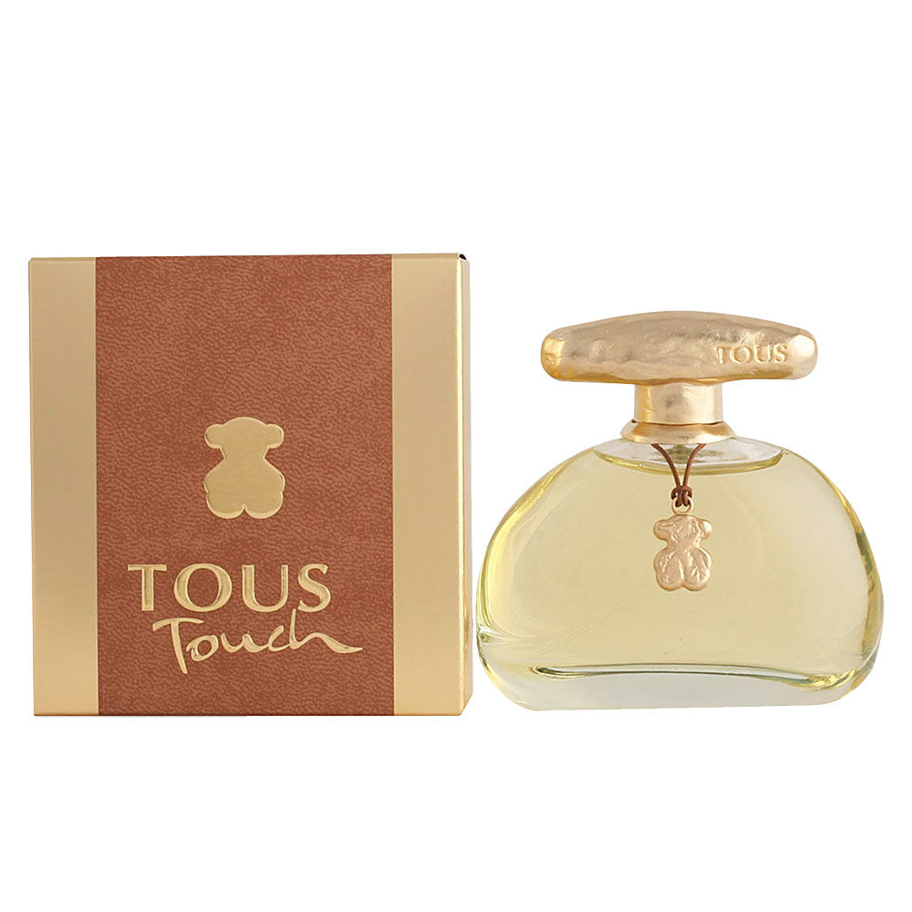 Oval amber-tinted glass perfume bottle with gold cap and pendant, 30 ml