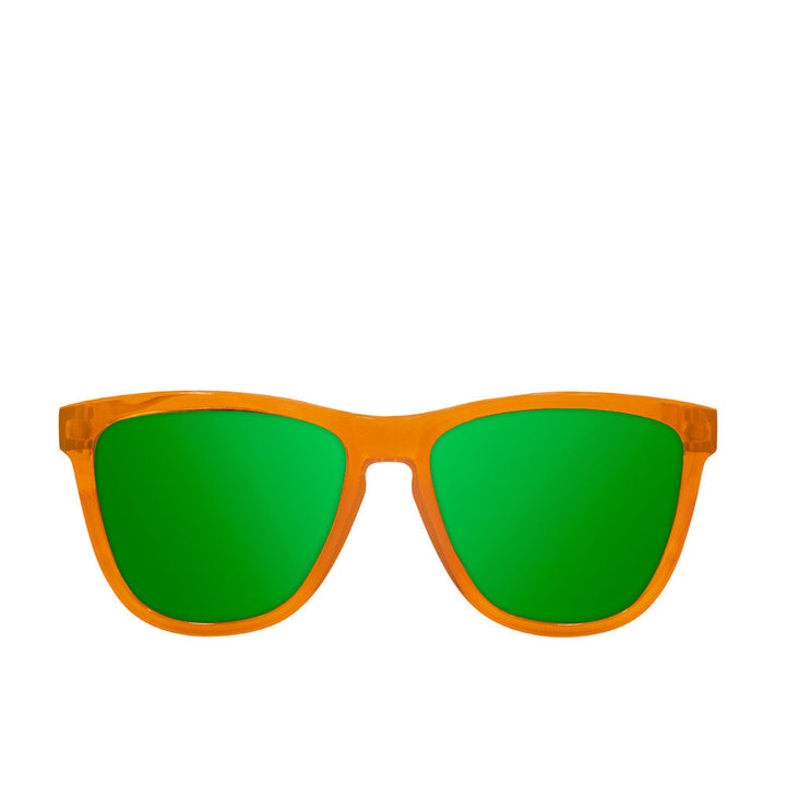 Caramel square unisex sunglasses with polarised lenses and tan polycarbonate frame