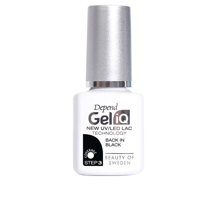 5 ml black semi-permanent gel nail polish bottle with precision brush, LED-curable