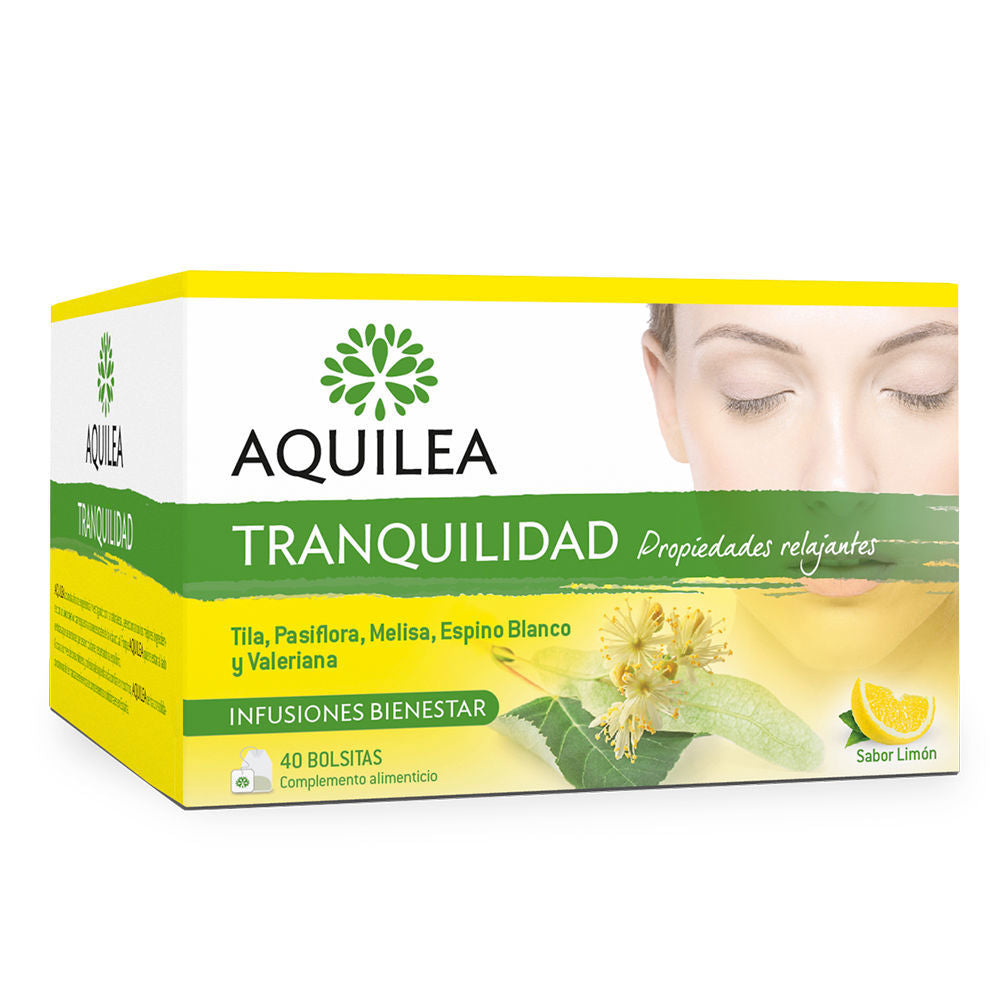 Box of 40 lemon‑scented calming herbal tea sachets, ingredients listed