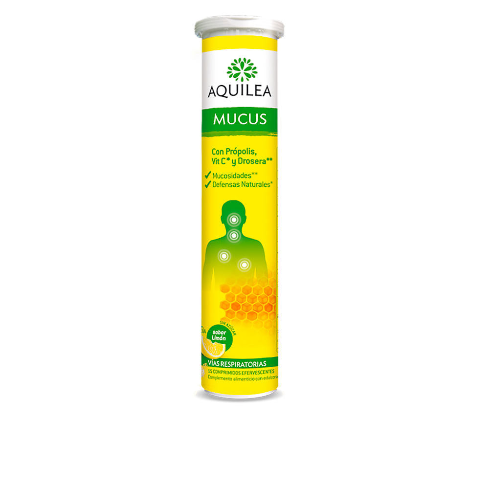 Pack of Aquilea Mucus Support tablets in a clean white box, health supplement product