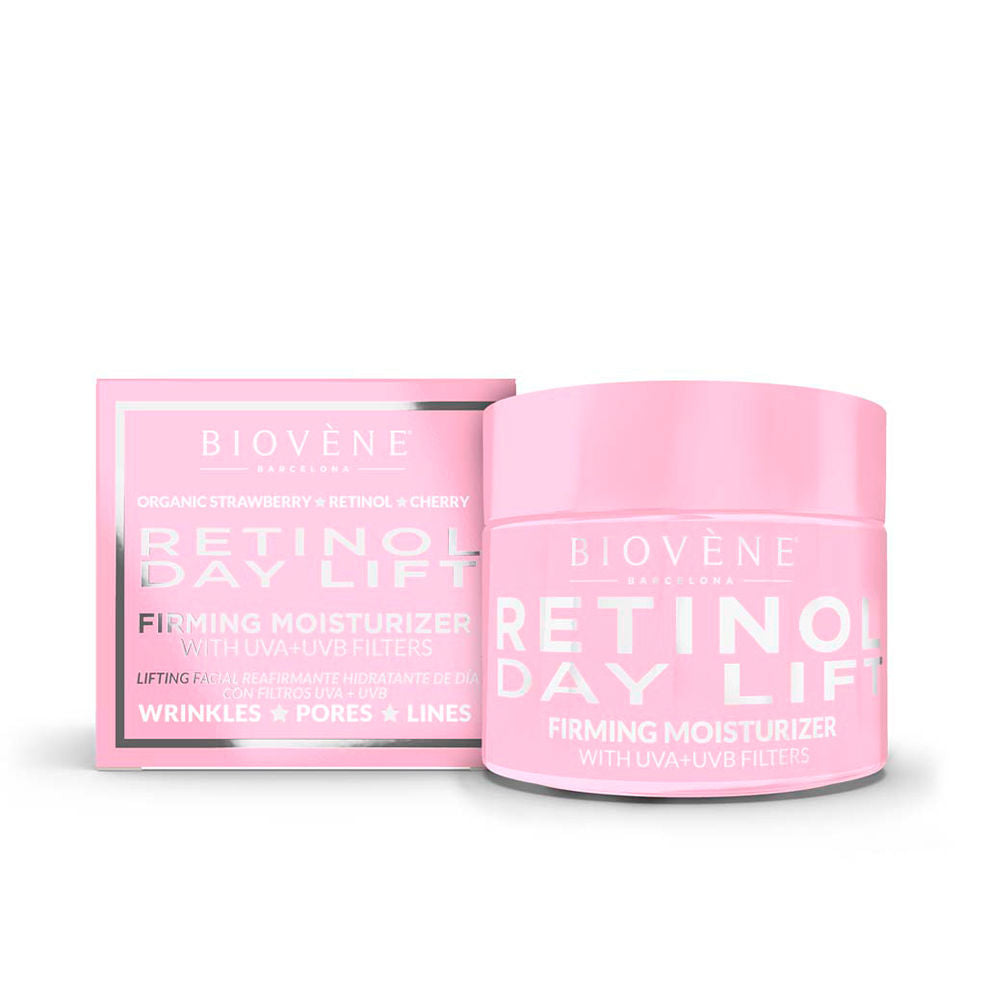 50 ml white jar of daytime retinol face cream with strawberry extract