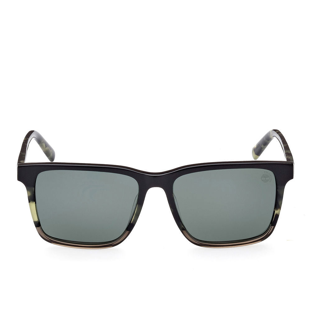 Square Havana acetate sunglasses with polarised dark lenses, 145 mm frame