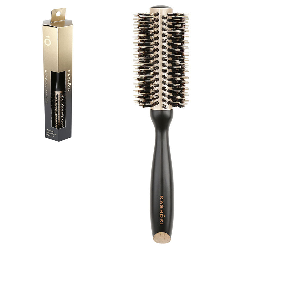 22 mm wooden round brush with ceramic barrel and boar/nylon bristles for Women