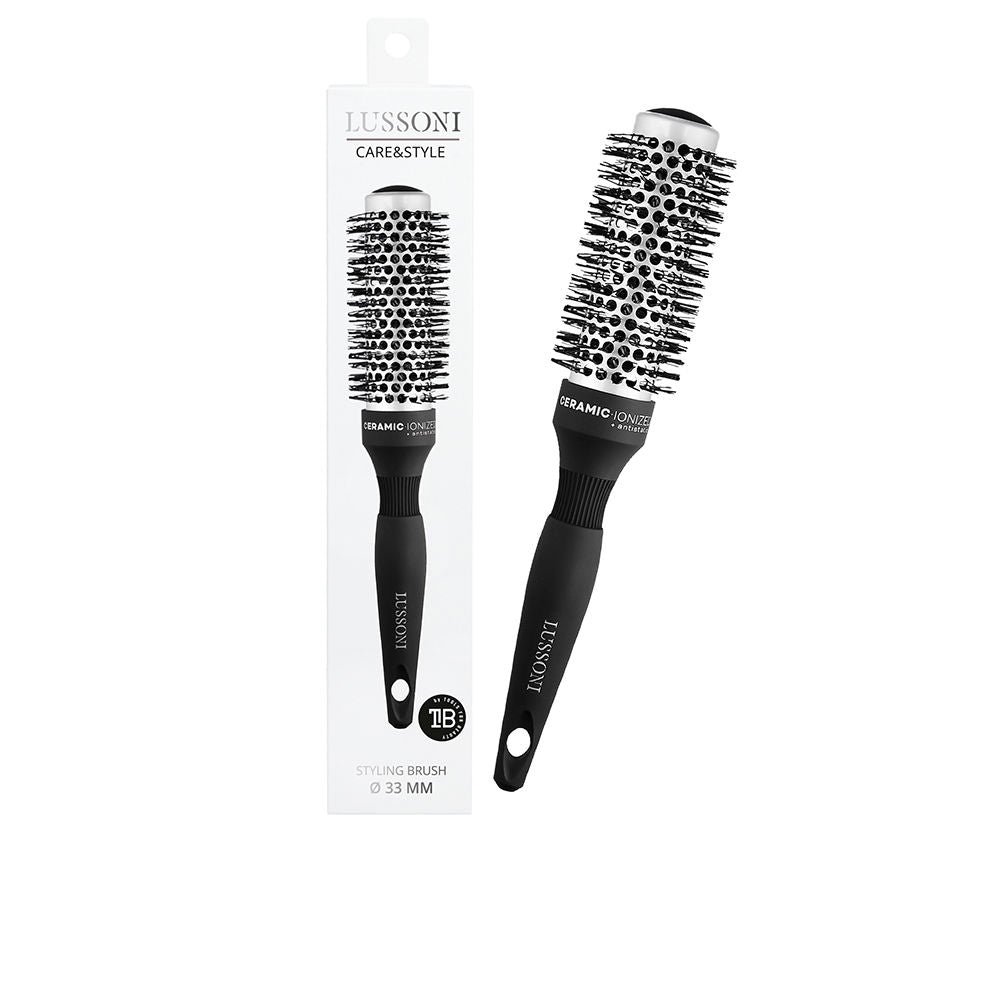 33 mm ceramic round styling brush with nylon bristles and lightweight handle