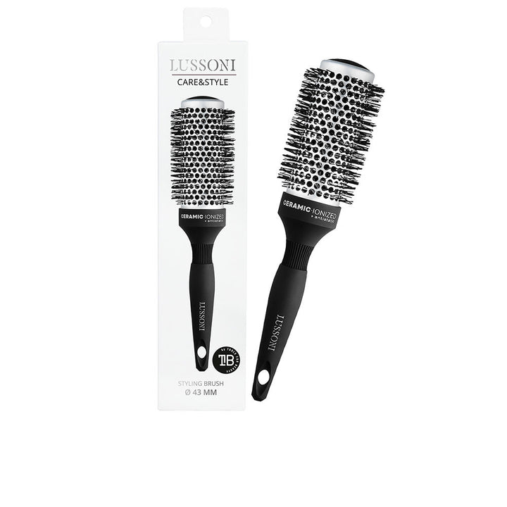 43mm ceramic round hair brush with nylon bristles and slim handle