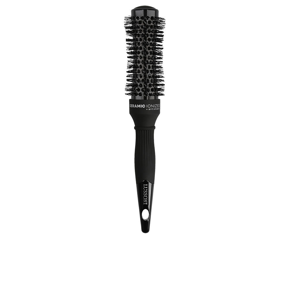 33 mm hourglass ceramic round hairbrush with waved nylon bristles for Women