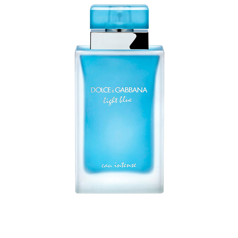 Clear glass 100 ml perfume bottle with pale blue liquid and minimalist cap, Eau de Parfum