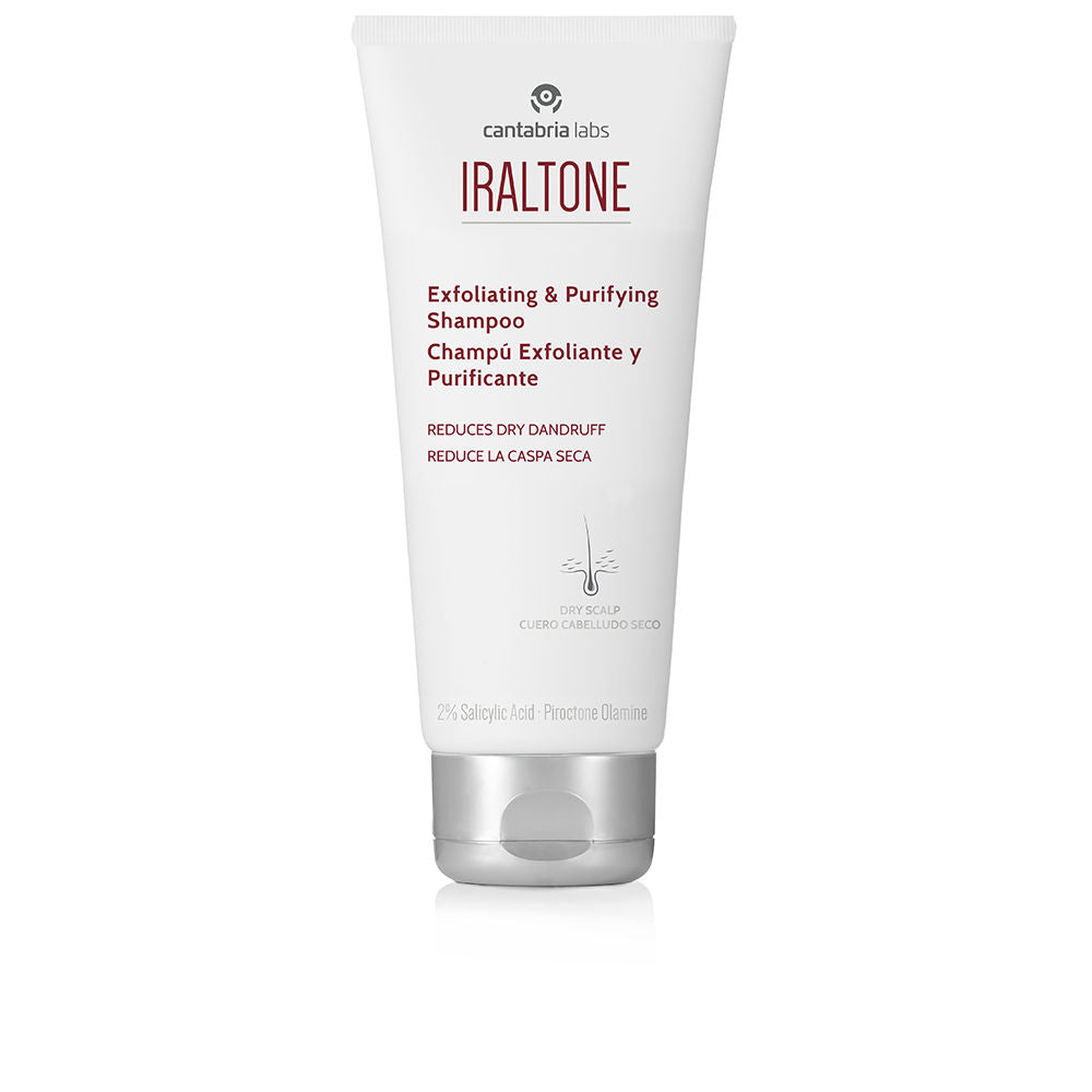 200 ml cream exfoliating shampoo bottle labelled for dry dandruff and sensitive scalp