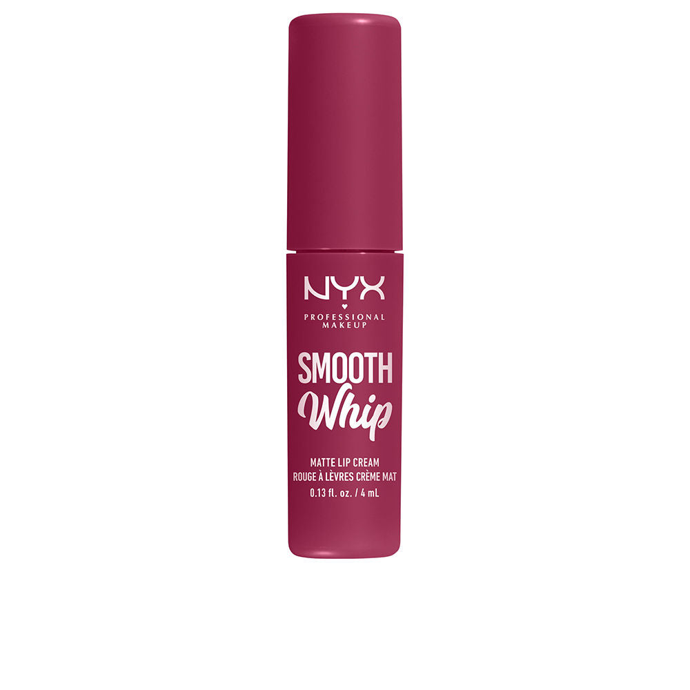 Pink matte liquid lip cream tube and applicator showing creamy texture, 4 ml