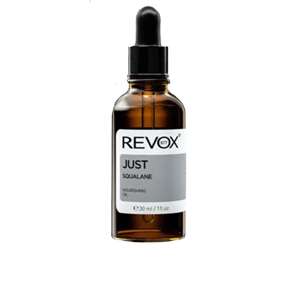 30 ml amber glass bottle with dropper containing lightweight squalane oil