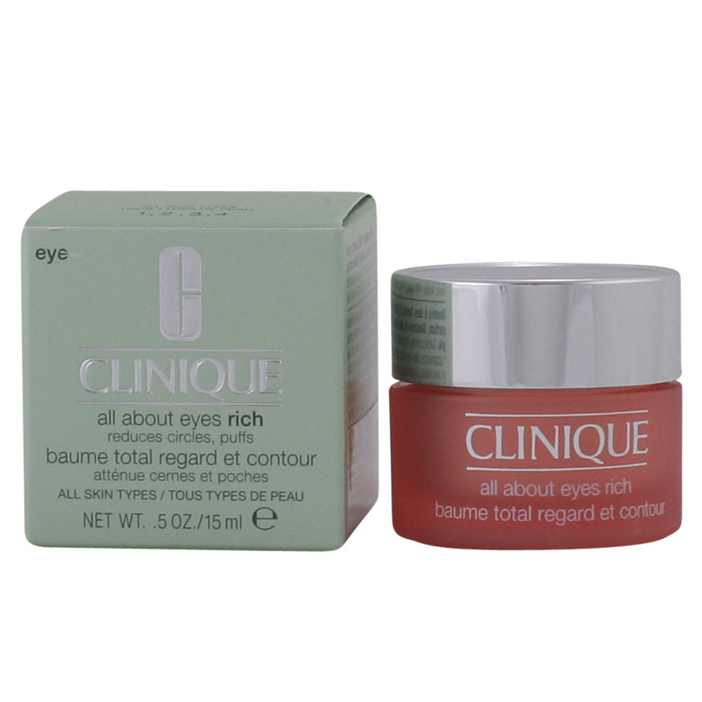 15 ml rich eye cream tube, creamy texture, botanical extracts highlighted