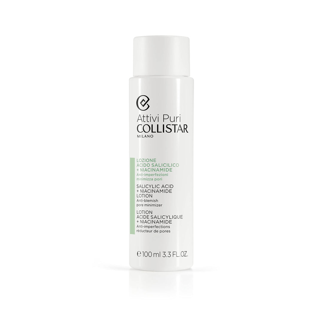 Clear 100 ml bottle of lightweight salicylic and niacinamide lotion for Women