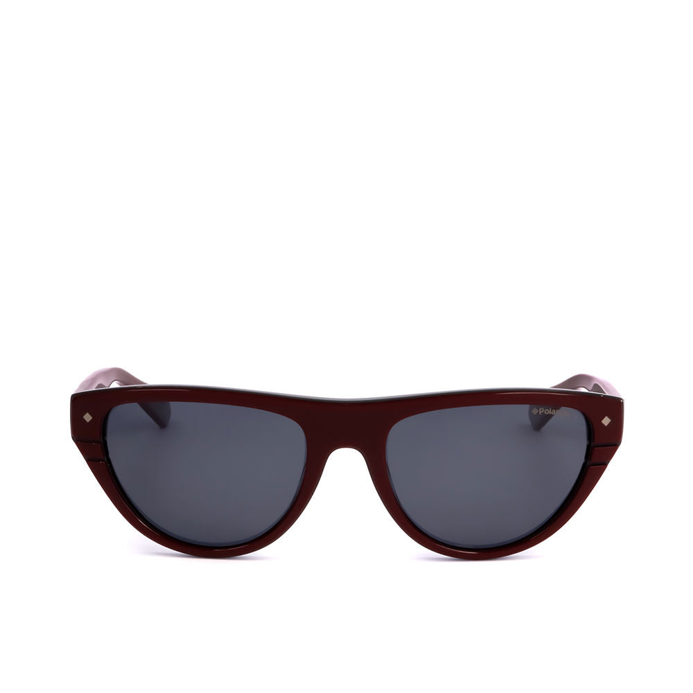 Polaroid Dark red acetate cat-eye sunglasses with polarized dark lenses and diamond metal corner accents
