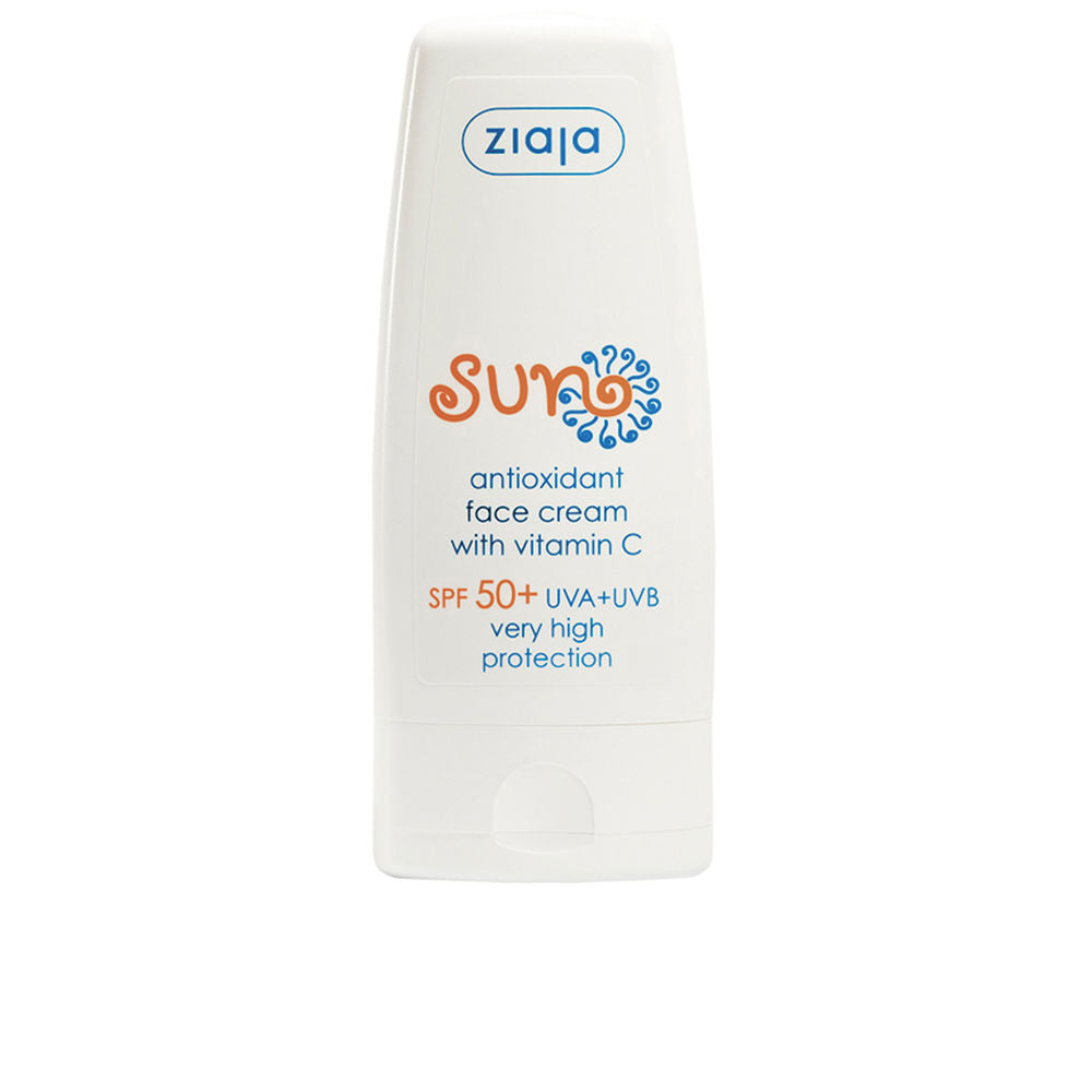 50 ml tube of SPF50+ facial sunscreen with vitamin C and water-resistant finish