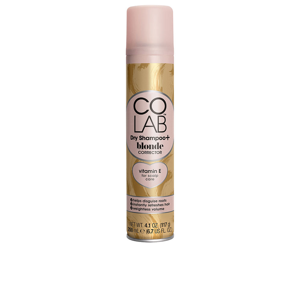 Tall 200 ml aerosol dry shampoo canister labelled Blonde, tinted spray for roots