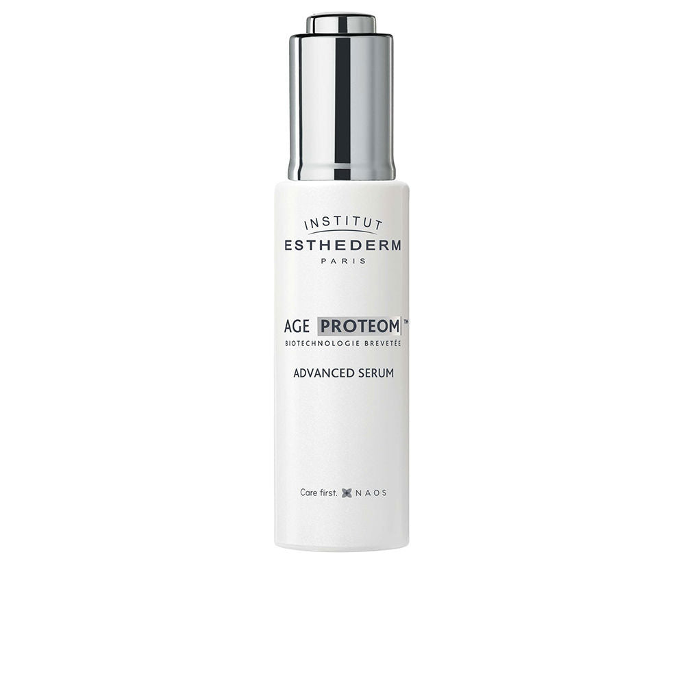 30 ml glass serum bottle with dropper, pale fluid, clinical packaging