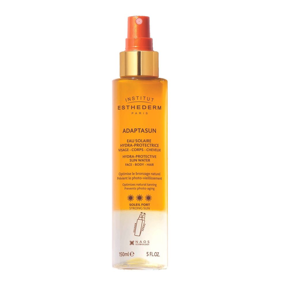 Transparent sun water spray bottle for skin and hair, 150 ml, lightweight mist