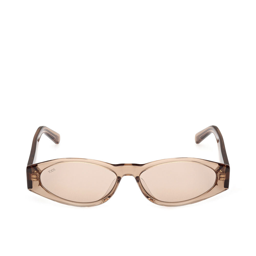 Glossy light-brown oval acetate sunglasses, 57 mm lenses, 140 mm temples