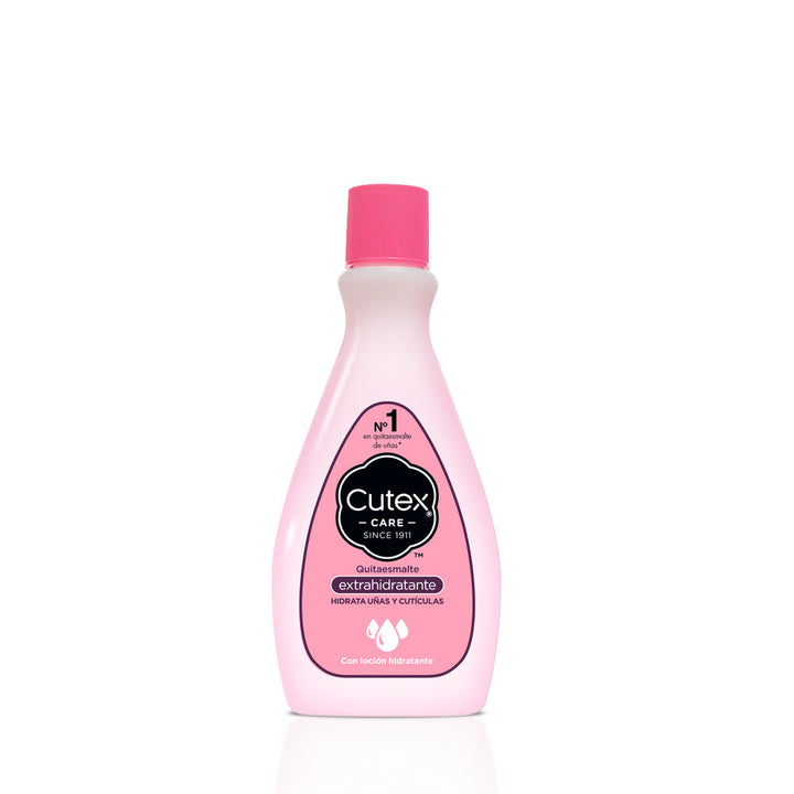 Clear bottle of hydrating acetone nail polish remover, 100 ml, with lotion