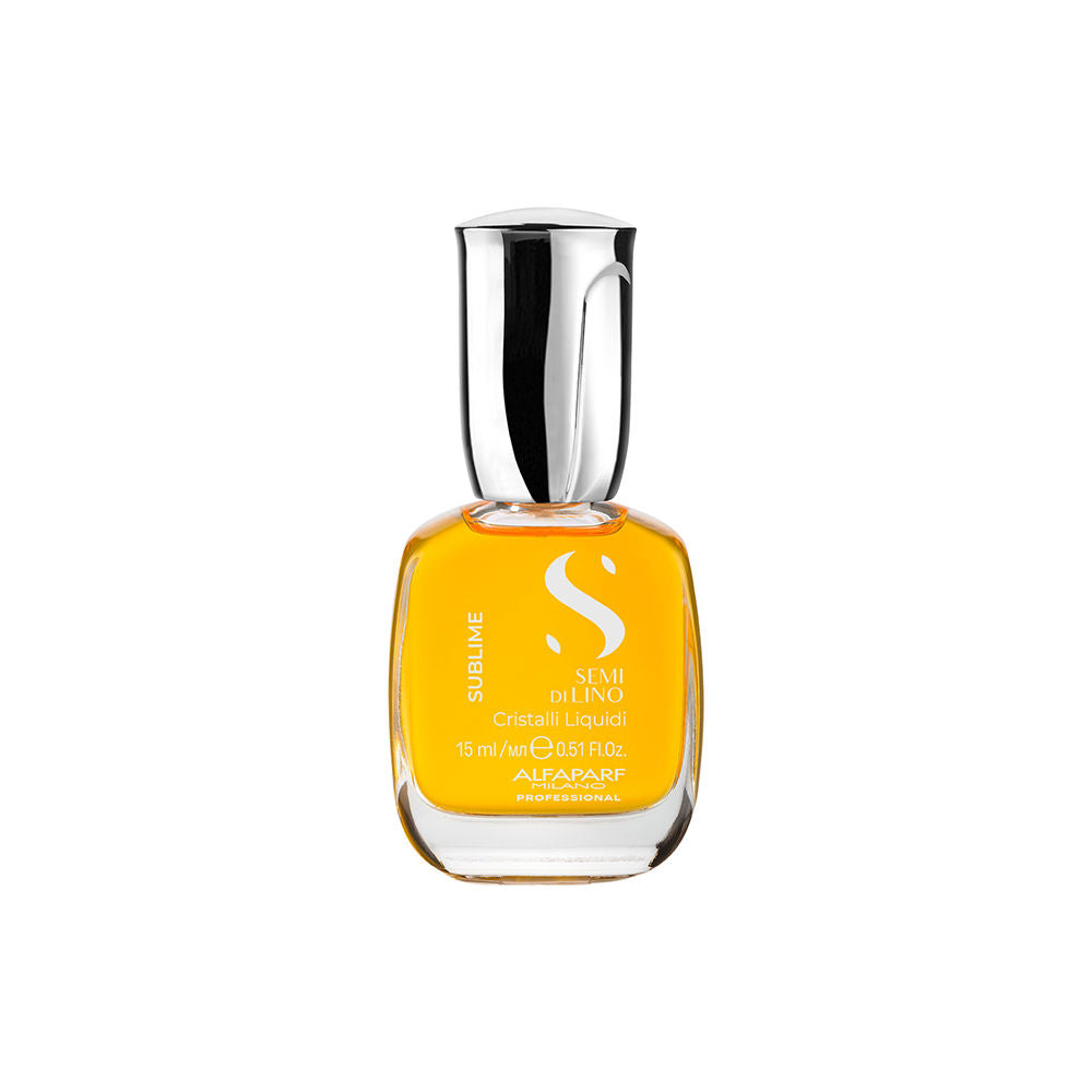 15 ml clear serum bottle for hair with golden oil, travel-sized finish