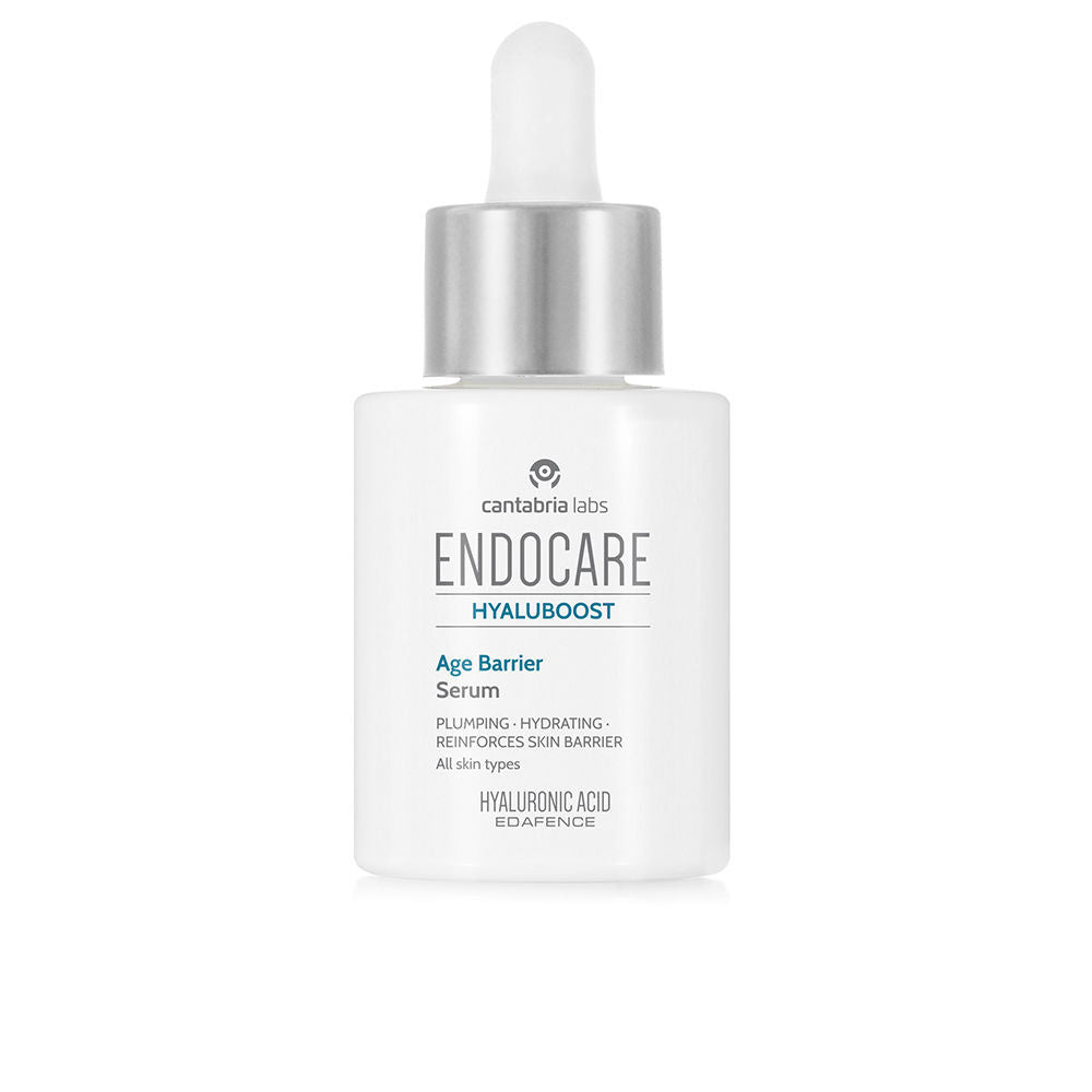 30 ml clear serum bottle with dropper, light gel texture, hyaluronic serum