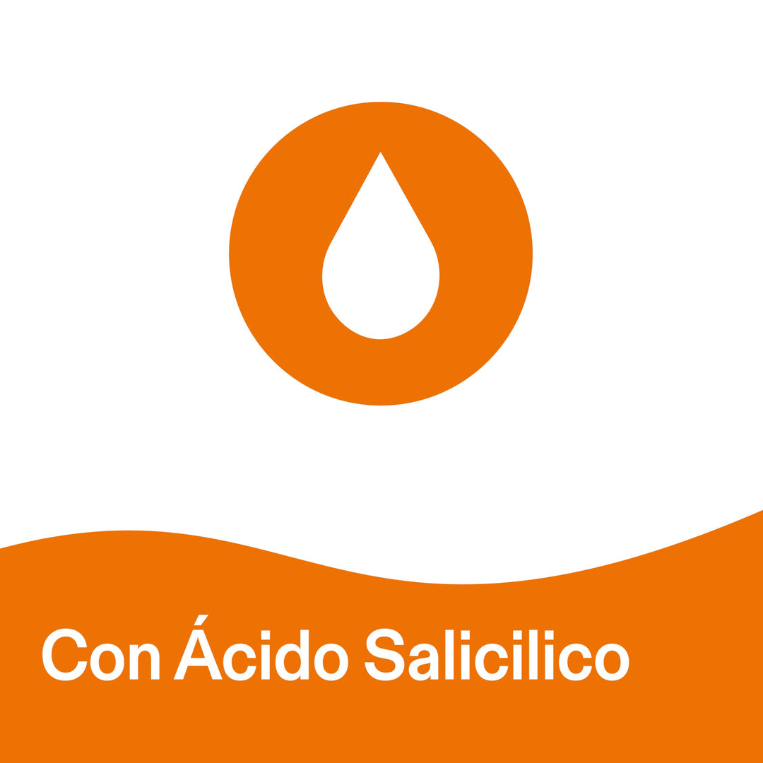 Senti2 rectangular white, orange, and blue box of corn removal pads showing foot illustration, drop icon, multilingual text, and top cut-out handle.