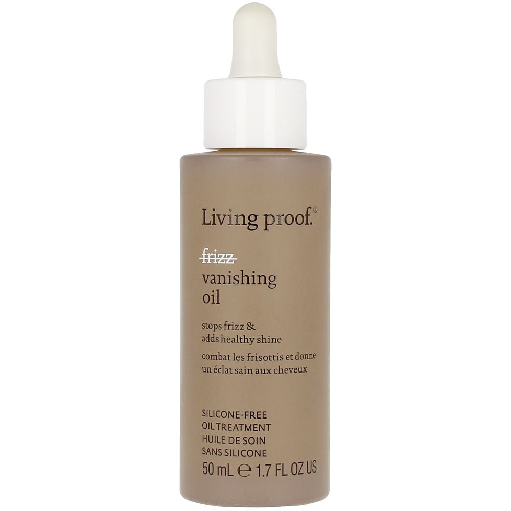 50 ml clear bottle of lightweight anti-frizz hair oil with seed oil ingredients