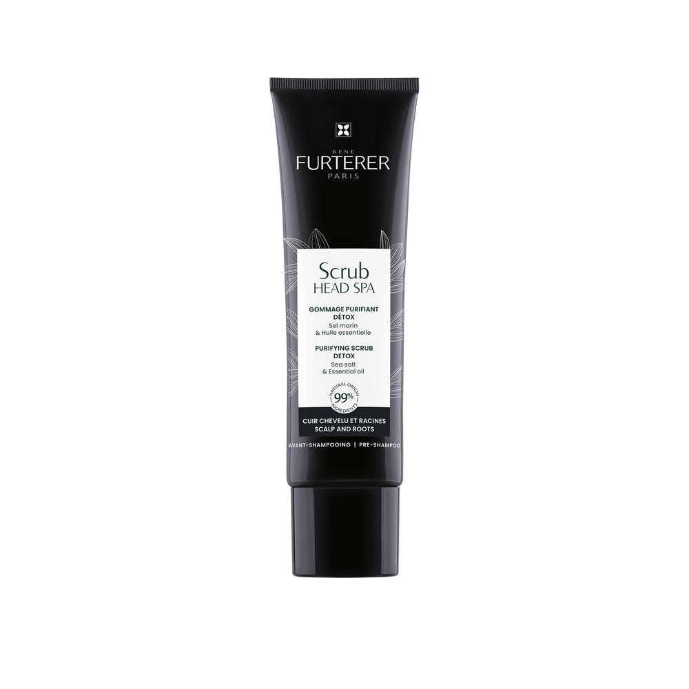 150 ml jar of salt and charcoal scalp exfoliant, creamy textured pre-shampoo