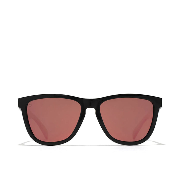Unisex rectangular grey ruby polarised sunglasses, black nylon frame, 140mm lenses