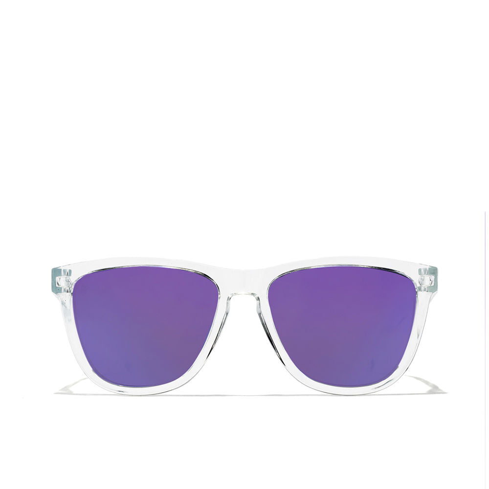 Transparent rectangular Unisex sunglasses with polarised lenses, nylon frame