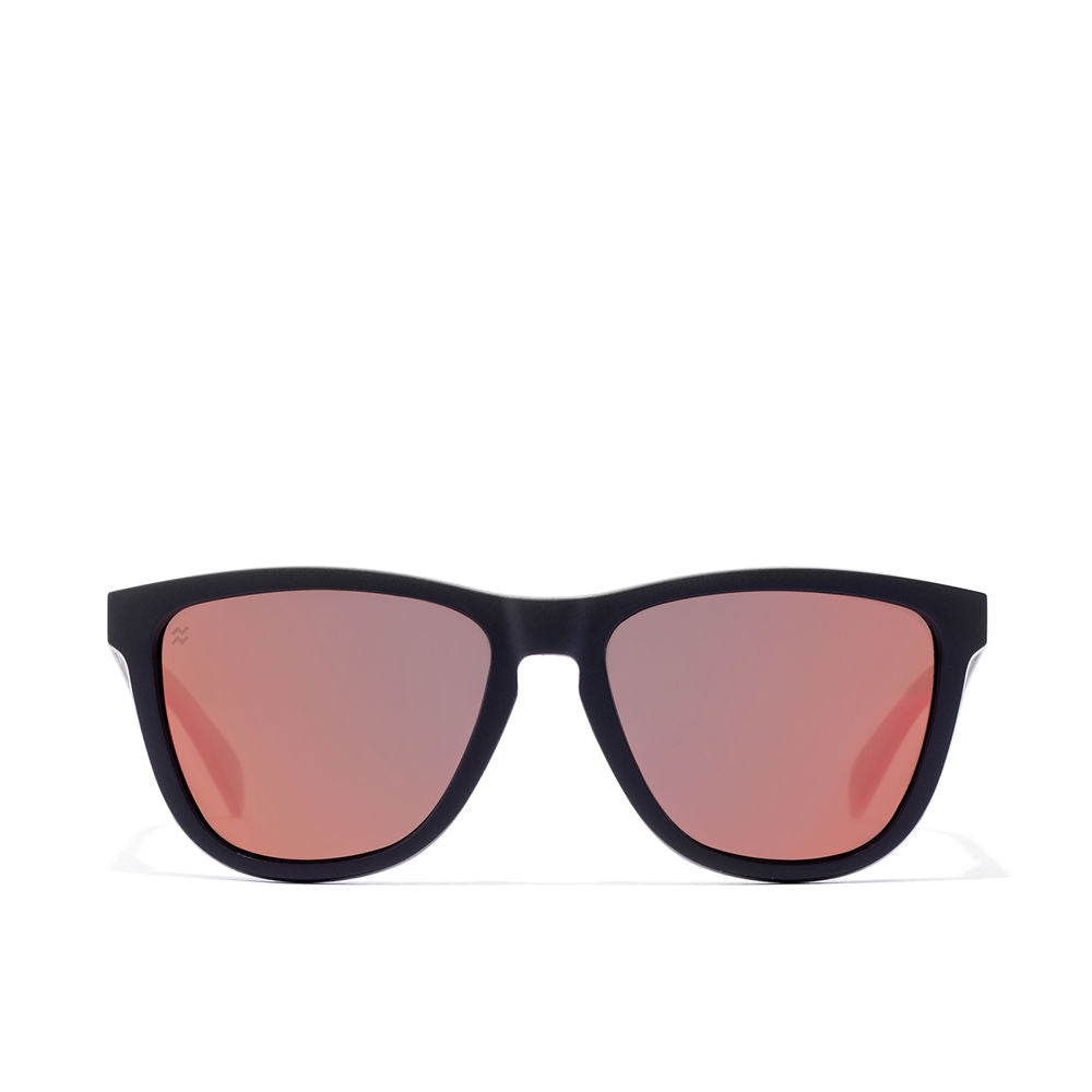 Matte black rectangular nylon sunglasses with polarised lenses, Unisex, full-frame