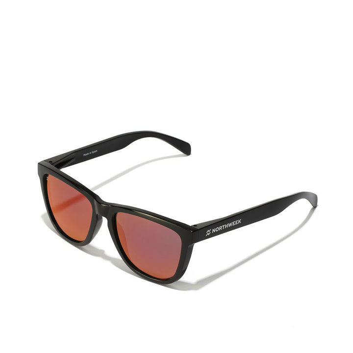 Black rectangular nylon sunglasses with polarised lenses, Unisex, 17 mm bridge