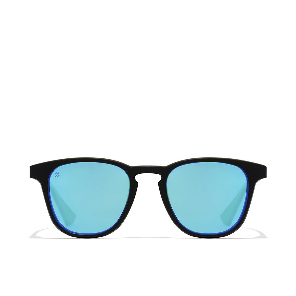 Black rectangular unisex sunglasses with polarised lenses, nylon frame