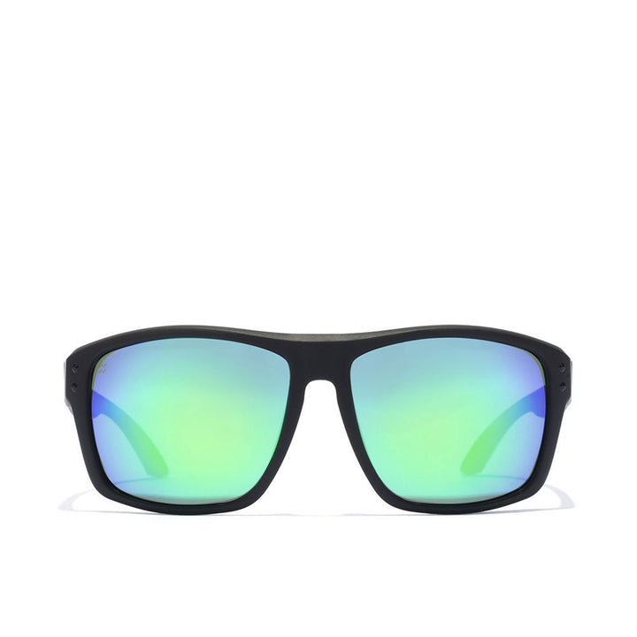 Matte black square unisex sunglasses with polarised lenses, nylon frame