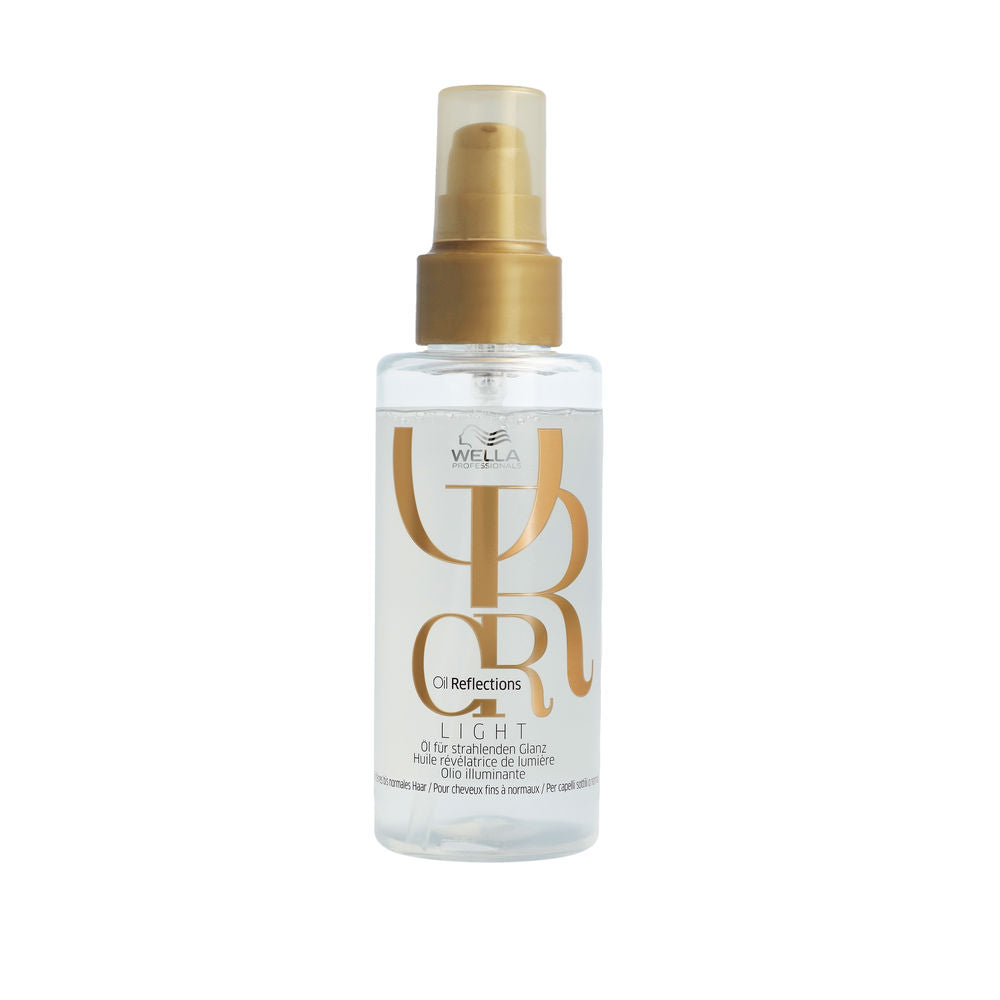 Clear bottle of lightweight reflective hair oil, 100 ml, for fine hair shine