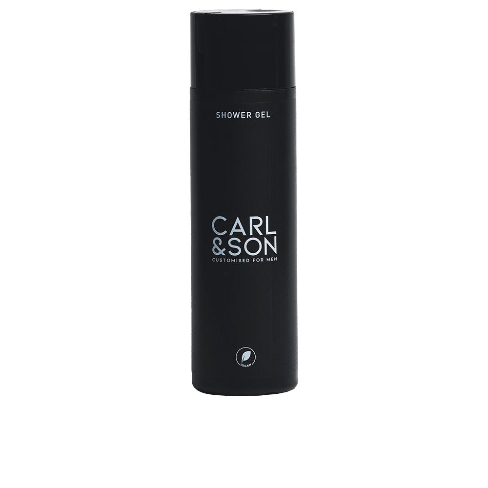 200 ml clear shower gel bottle with fresh masculine fragrance, labelled 'Refreshing Shower Gel'.