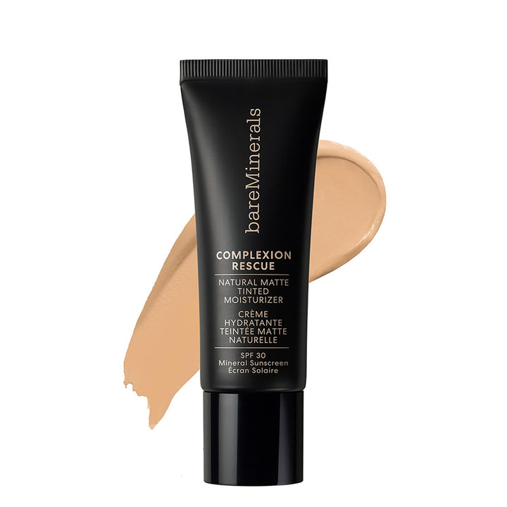 35 ml tinted mineral moisturiser tube, natural pecan shade, matt finish