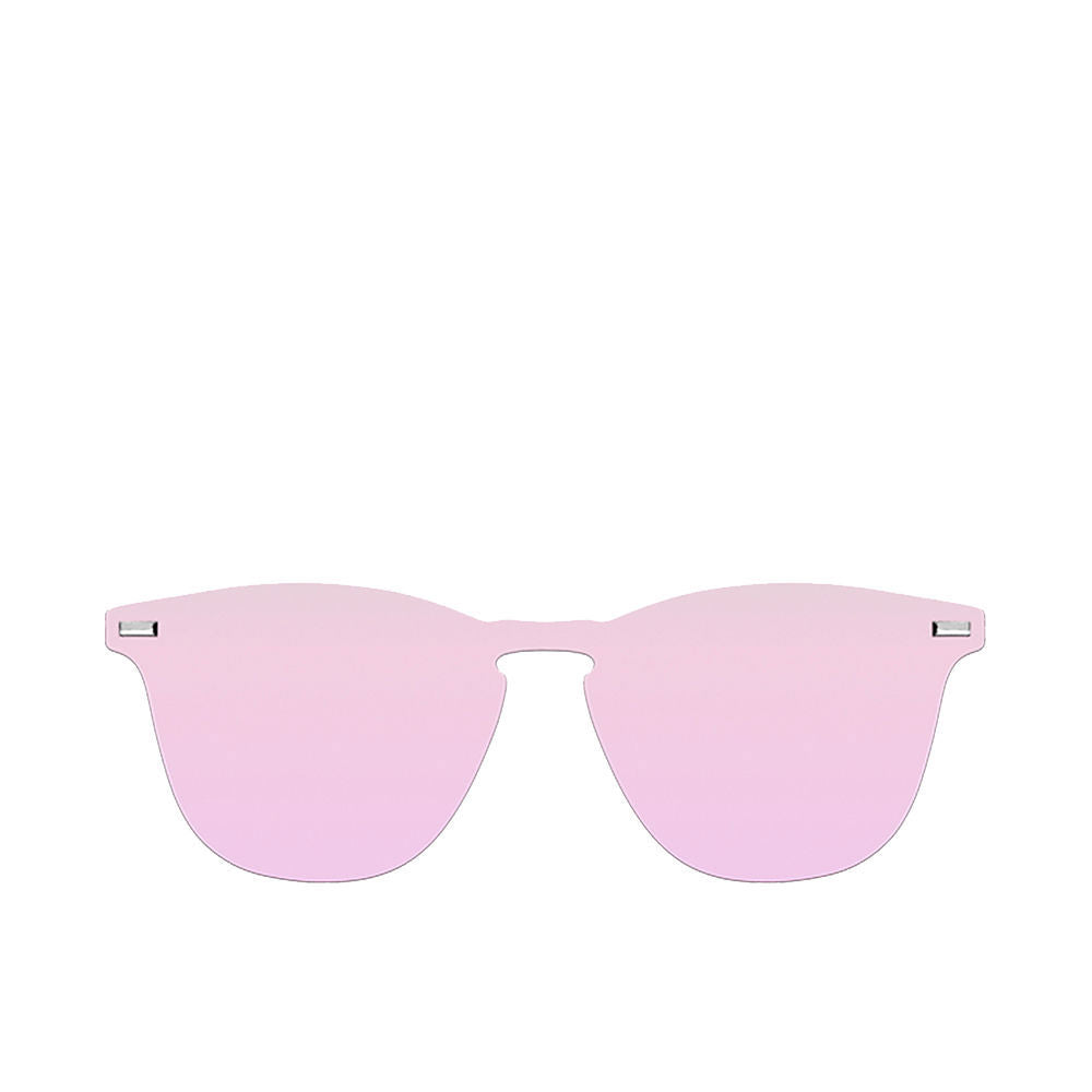 Unisex black round phantos sunglasses with polarised lenses and rose-gold temples