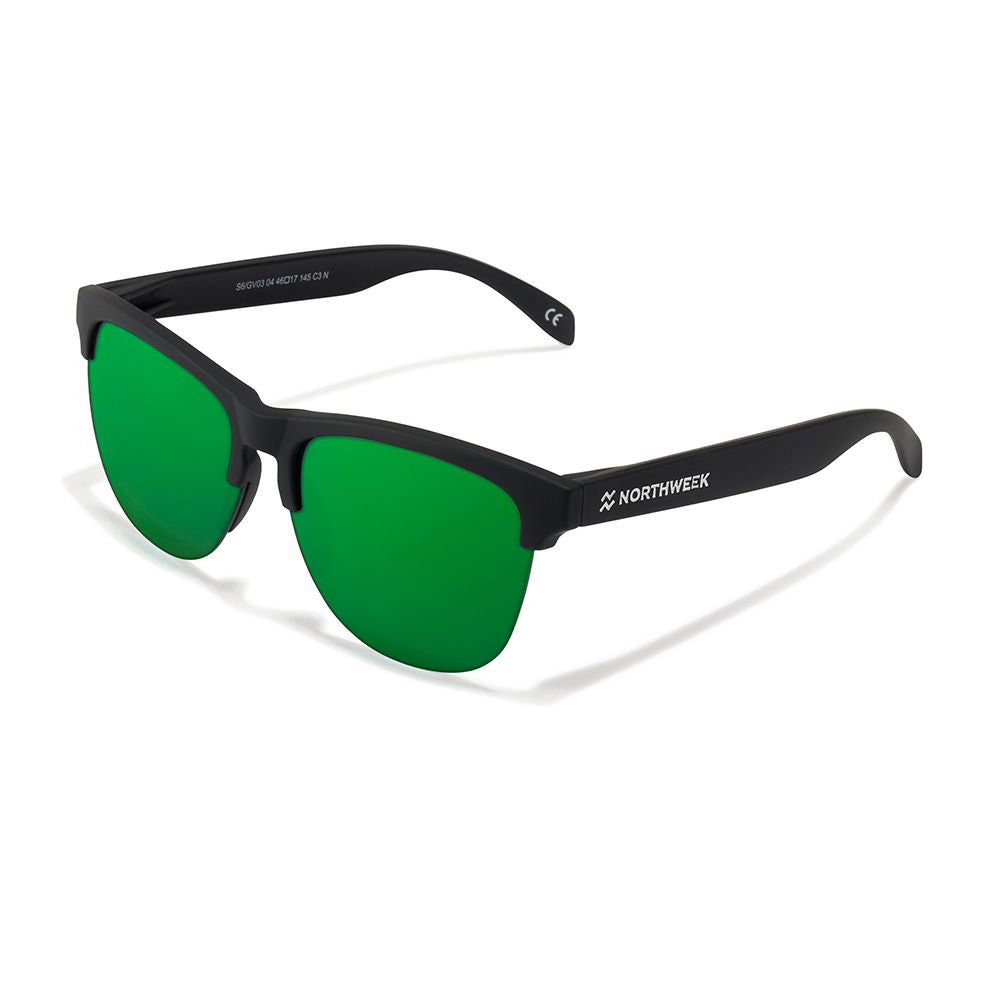 Black round phantos sunglasses, polarised lenses, 143 mm temples