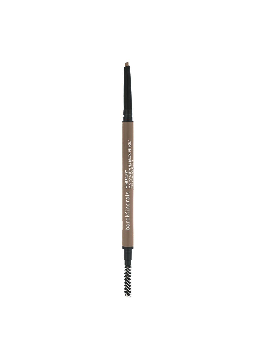 Retractable taupe brow pencil with micro tip and spoolie, Unisex brow tool