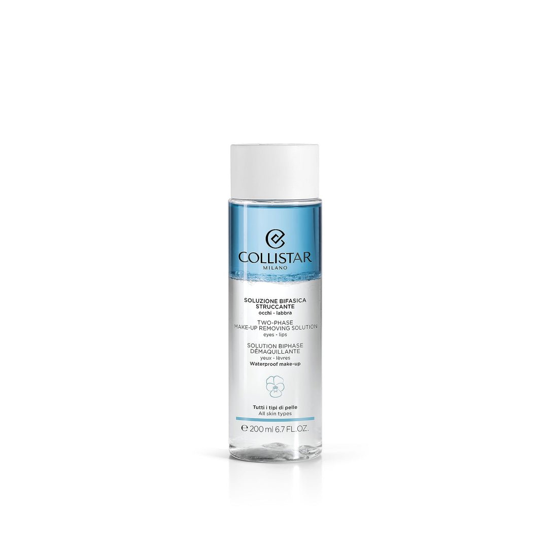 200 ml clear biphase makeup remover bottle, gentle formula, Viola tricolor