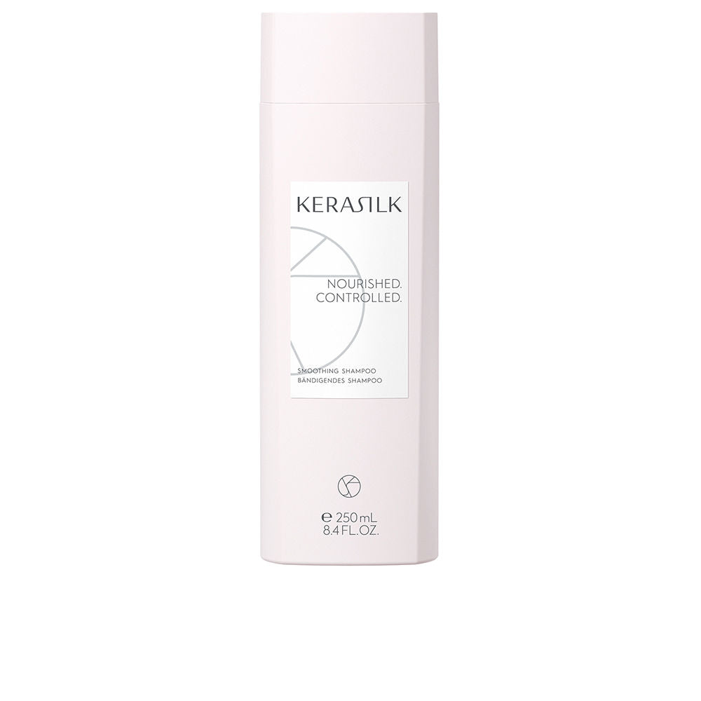 250 ml bottle of smoothing shampoo with biomimetic silk and shea oil, sulphate-free